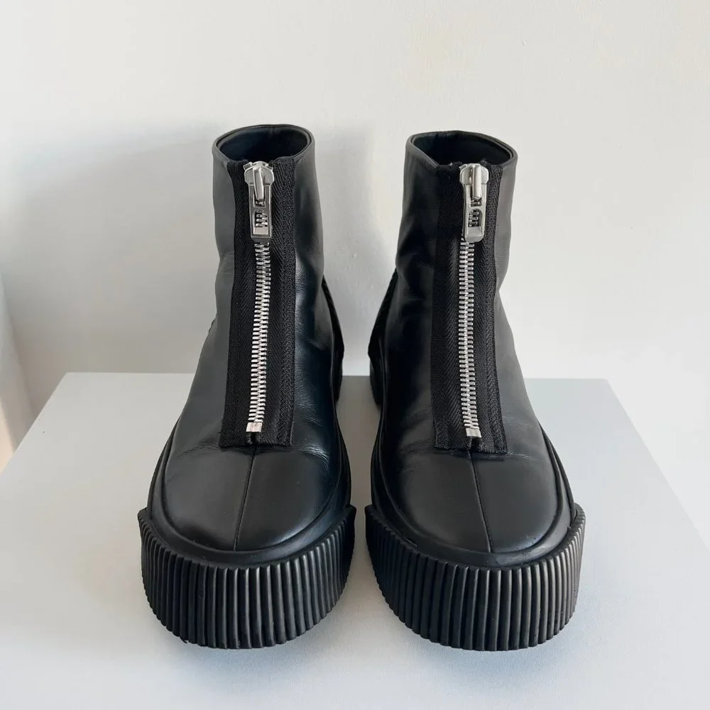 3.1 Phillip Lim black zip up Lela combat lugged platform ankle boots - Picture 3 of 14